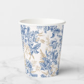 青い冬のヴィンテージ花模様 紙コップ (裏面)