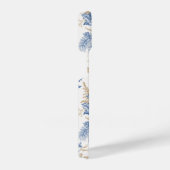 青い冬のヴィンテージ花模様 iPhoneケース (右側面)