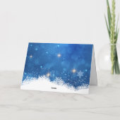青い冬の不思議な世界への感謝のカード　|　雪の結晶 サンキューカード (裏面)