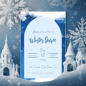 青い冬の不思議な世界への招待 | 雪の結晶 招待状