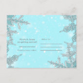 青い冬の不思議な雪の結晶 Save the Date 案内ポストカード (裏面)