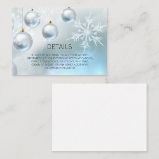 青い冬の不思議の国の雪は結婚式を詳しく述べます エンクロージャーカード (正面/裏面)