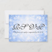 青い冬の不思議の国エレガントな結婚RSVP 出欠カード (裏面)