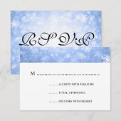 青い冬の不思議の国エレガントな結婚RSVP 出欠カード (正面/裏面)