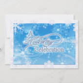 青い冬の休暇のお祝いへの招待 招待状 (正面)