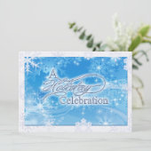 青い冬の休暇のお祝いへの招待 招待状 (スタンド正面)