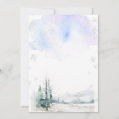 青い冬の北極動物の松の木の赤ちゃんシャワー 招待状 (裏面)