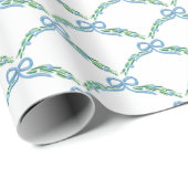 青い冬の恋人海岸の弓の花飾り ラッピングペーパー (ロールコーナー)