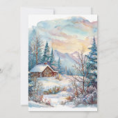 青い冬の森の風景 ウェディング 招待状 (裏面)