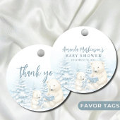 青い冬の極熊の水の色ベビーシャワー フェイバータグ