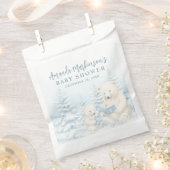 青い冬の極熊の水の色ベビーシャワー フェイバーバッグ (クリップ留めされた状態)