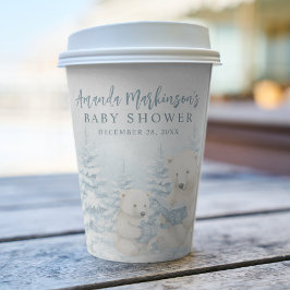 青い冬の極熊の水の色ベビーシャワー 紙コップ