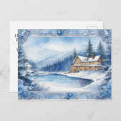 青い冬の物語：あなたの温かい願いを添えて インビテーションポストカード (正面/裏面)