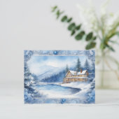 青い冬の物語：あなたの温かい願いを添えて インビテーションポストカード (スタンド正面)