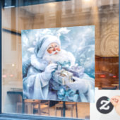 青い冬の窓にしがみつく ウィンドウサイン (カフェ窓)