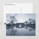 青い冬の運河の風景 ポストカード (正面/裏面)