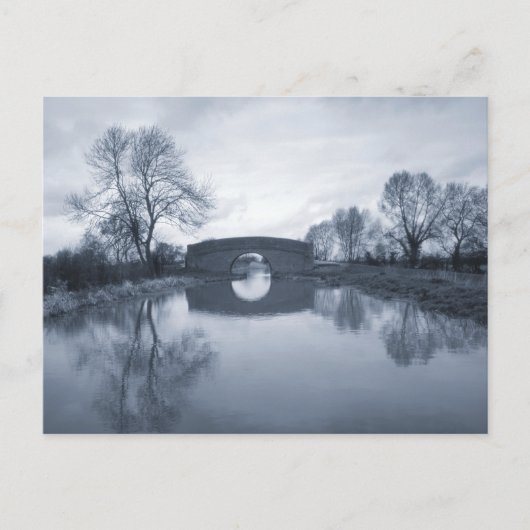 青い冬の運河の風景 ポストカード (正面)