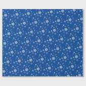 青い冬の野の花と星 ラッピングペーパー (フラット)