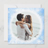 青い冬の雪の日の写真を保存 招待状 (正面)