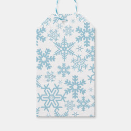 青い冬の雪の結晶の白 ギフトタグ
