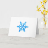 青い冬の雪の結晶 カード (黄色い花)