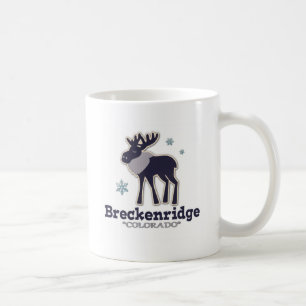 青い冬の雪片のアメリカヘラジカBreckenridgeコロラド州 コーヒーマグカップ