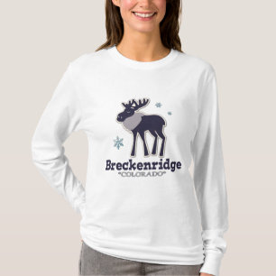 青い冬の雪片のアメリカヘラジカBreckenridgeコロラド州 Tシャツ