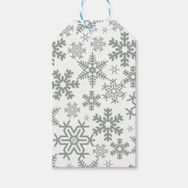 青い冬の雪片模様の白 ギフトタグ
