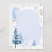 青い冬の雪 大いに楽しむ ファーストバースデー 招待状 (裏面)