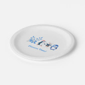 青い冬ワンダーランドペンギン極熊のデザート ペーパープレート (アングル)