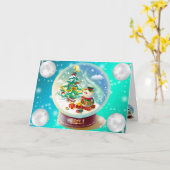 青い冬 カード (黄色い花)