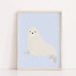 青い冬 |シーライオン北極動物子供部屋デコール ポスター