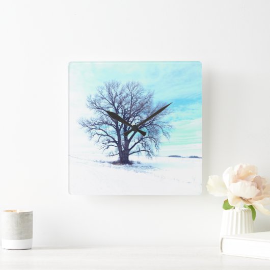 青い冬 スクエア壁時計 (ホーム)