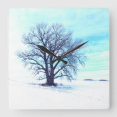 青い冬 スクエア壁時計 (正面)