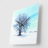 青い冬 スクエア壁時計 (傾斜)