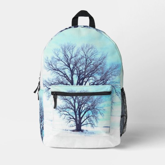 青い冬 プリントバックパック (正面)