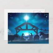 青い出生のクリスマスの郵便はがき シーズンポストカード (正面/裏面)