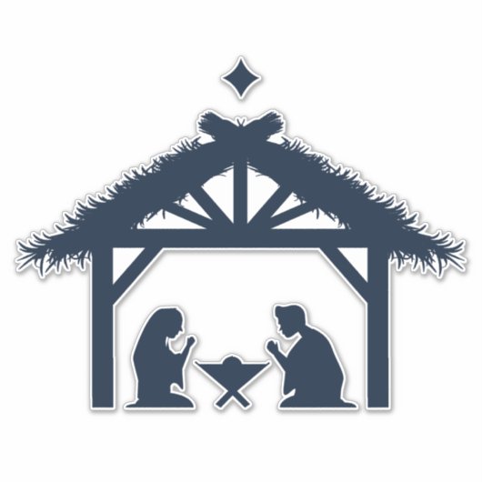 青い出生シーン信仰に基づいたクリスマス シール (正面)