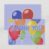 青い切り抜きクッキーバルーン誕生日ありがとう サンキューカード (正面/裏面)