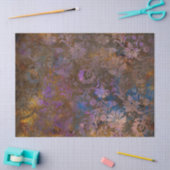 青い切り離しの花を紫色のスクロール作品 薄葉紙 (クラフト)