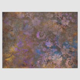 青い切り離しの花を紫色のスクロール作品 薄葉紙