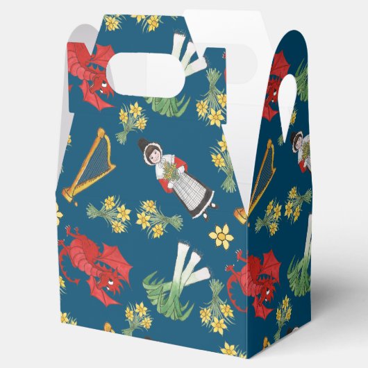 青い切妻用箱のウェルシュの衣装と装飾 フェイバーボックス (オープン)