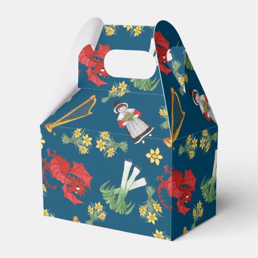 青い切妻用箱のウェルシュの衣装と装飾 フェイバーボックス (正面サイド)