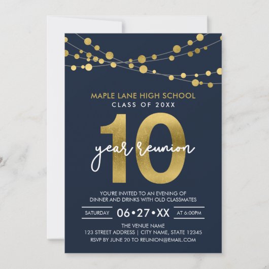 青い列のライト10年クラス懇親会 招待状 (正面)