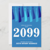 青い列の房の写真卒業 招待状 (正面)