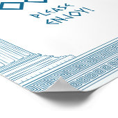 青い列楽しむのパーティー記号 ポスター (角)