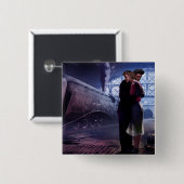 青い列車2 缶バッジ (正面&裏面)