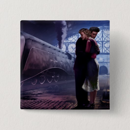 青い列車2 缶バッジ (正面)