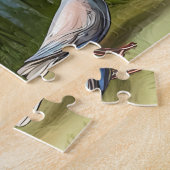 青い別荘の自転車と春の花かご ジグソーパズル (側面)