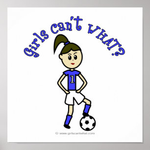 青い制服を着た軽い女性サッカー ポスター